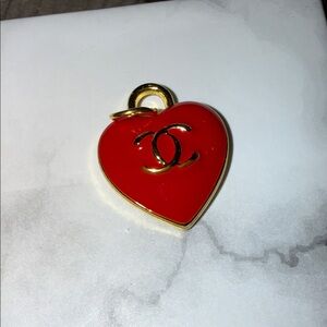 CHANEL Red Heart Necklace with Gold Detail